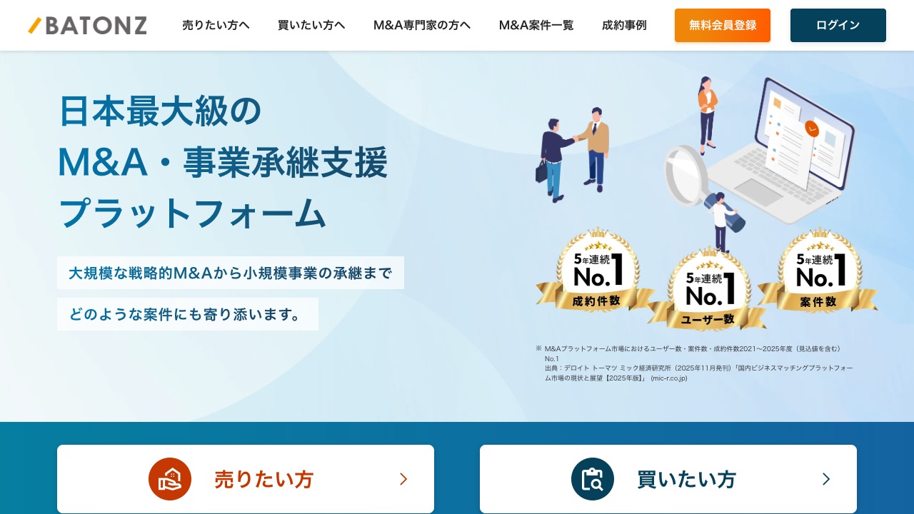 BATONZ（バトンズ）の公式サイトのファーストビュー