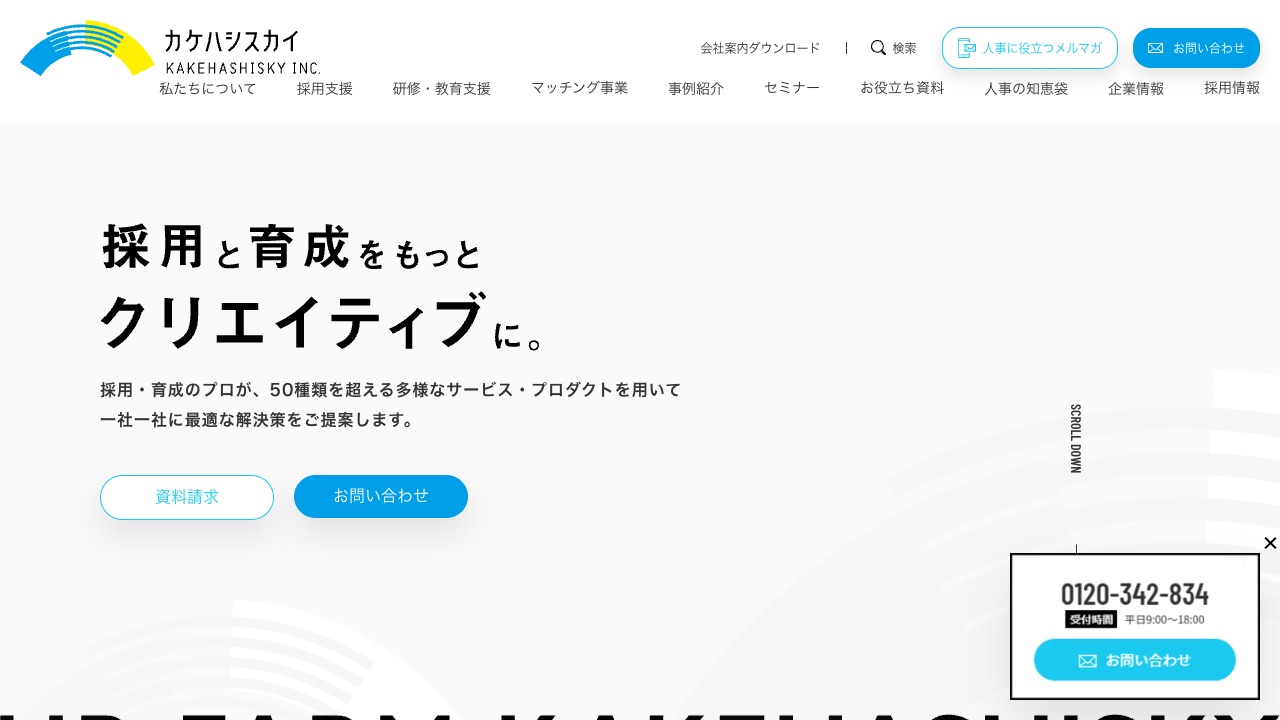 カケハシ スカイソリューションズの公式サイトのファーストビュー