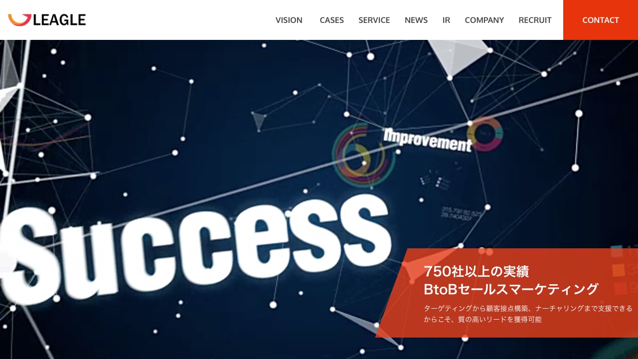 リーグル株式会社の公式サイトのファーストビュー